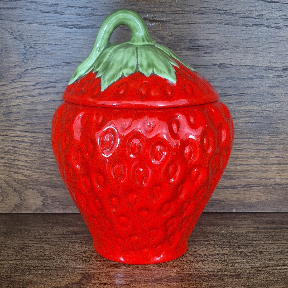Vintage Strawberry Ceremic Cookie Jar 1977